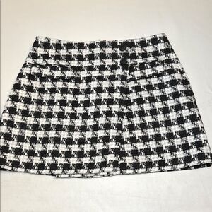 Topshop Houndstooth Faux Wrap Skirt, Size 10